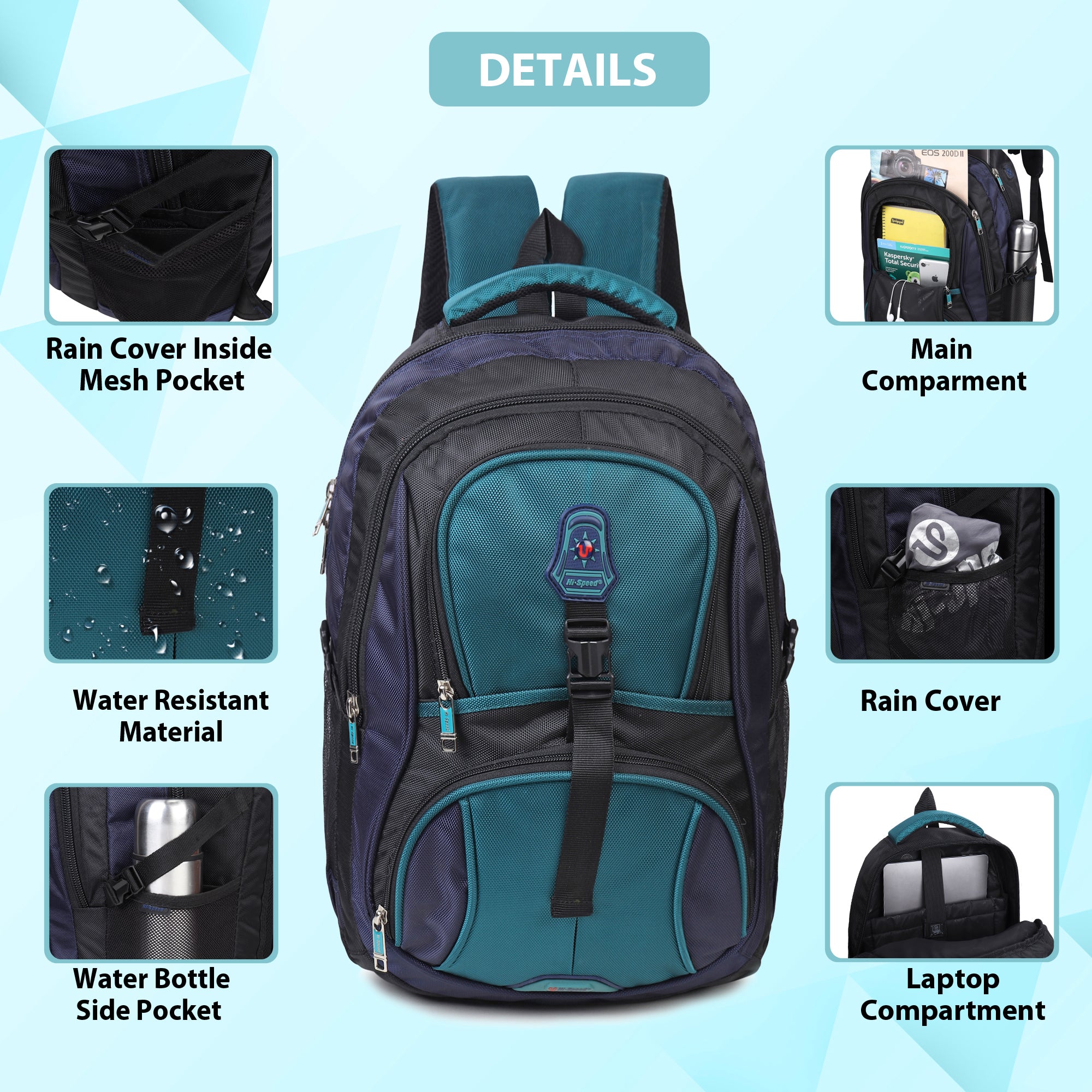 Backpack for men, waterproof laptop bag, college backpack, office bag for women, travel backpack 35L, red black backpack, Hi-Speed backpack