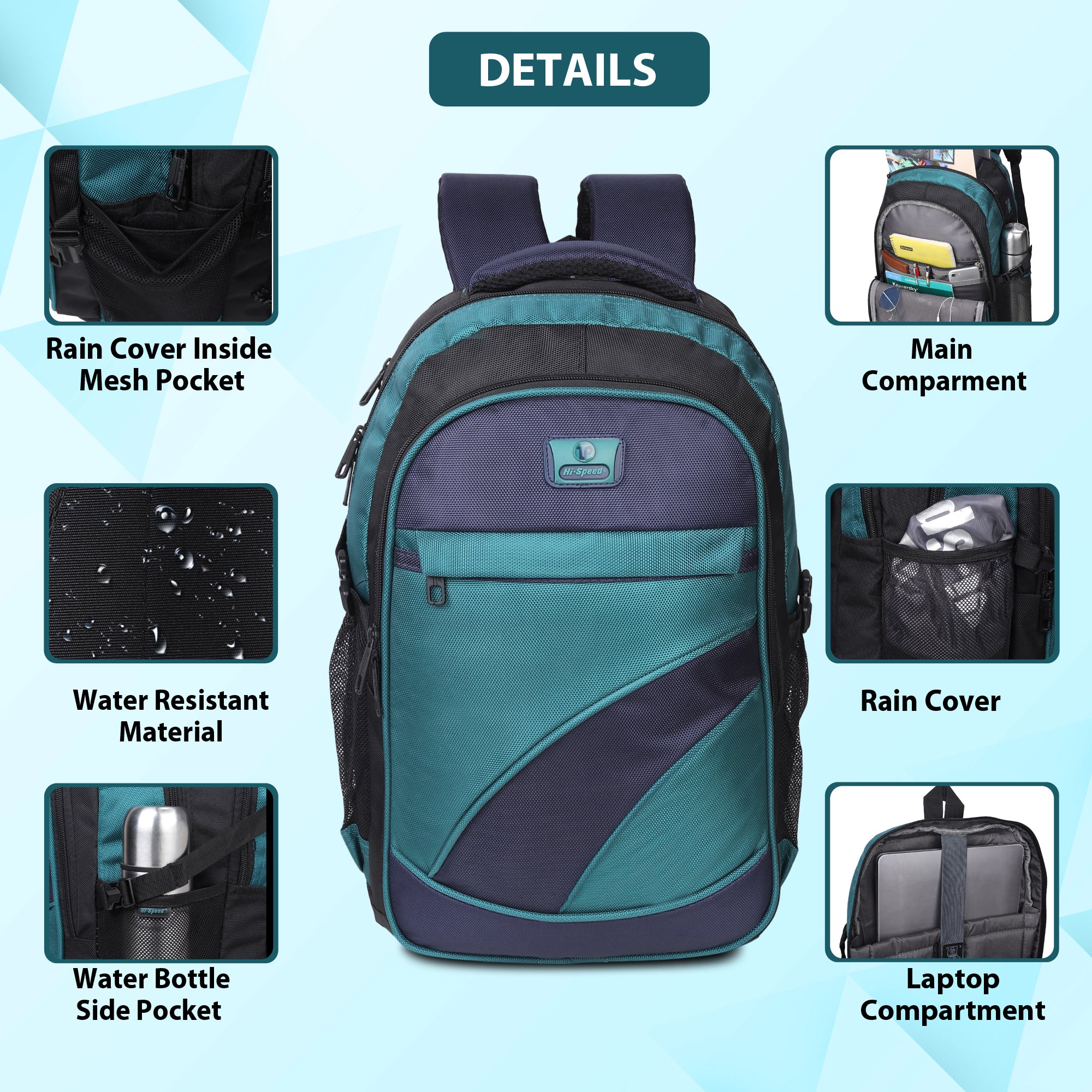 35L Waterproof Laptop Backpack for Men & Women | Casual, Office, School, College Travel Bag with Padded Compartment – Polyester, Durable & Lightweight