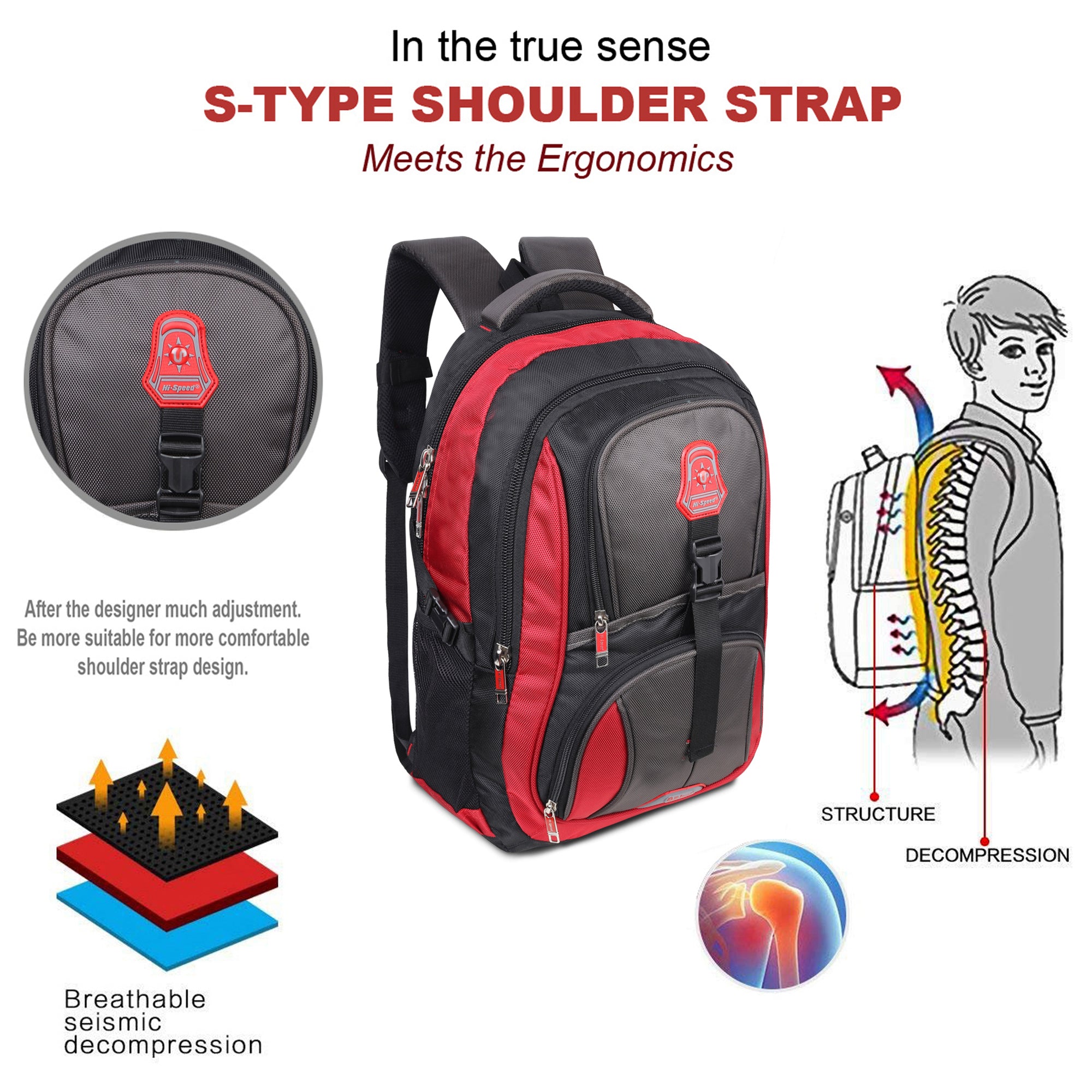 Hi Speed bags Laptop backpack 31 litres Casual Bag with Padded Laptop Sleeve for Men & Women | Polyester, Waterproof Backpack for Boys & Girls-95
