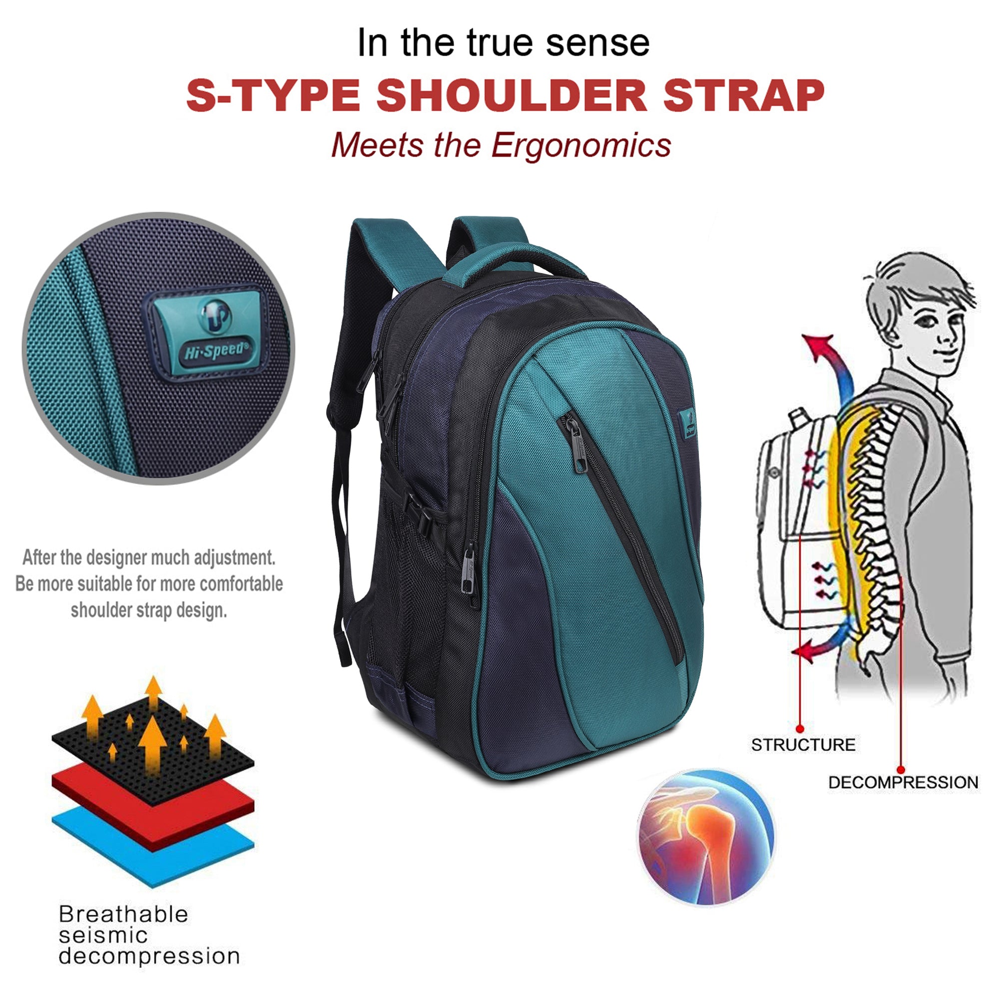 Hi Speed bags Laptop backpack 31 litres Casual Bag with Padded Laptop Sleeve for Men & Women | Polyester, Waterproof Backpack for Boys & Girls-38