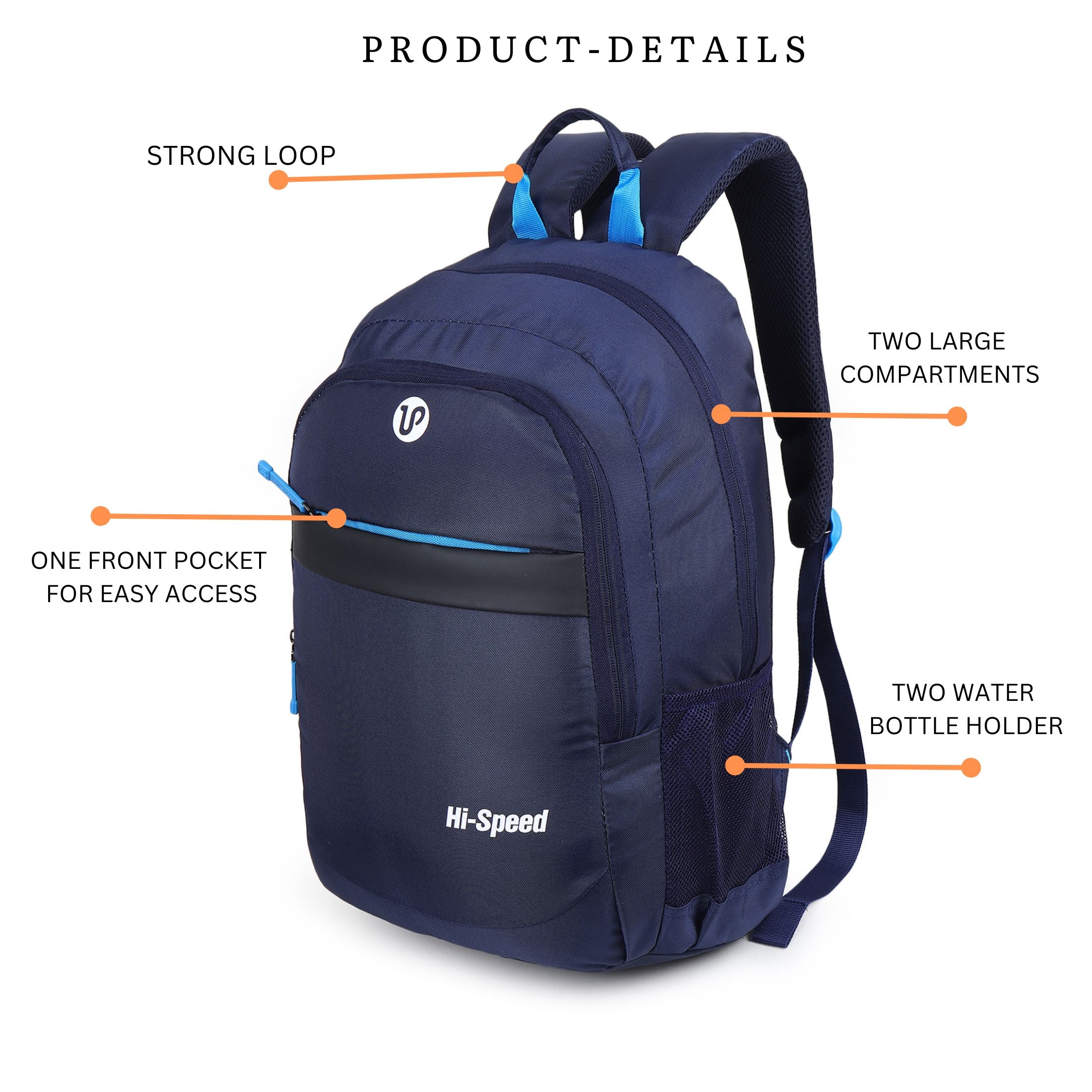 Hi Speed bags Laptop backpack 31 litres Casual Bag with Padded Laptop Sleeve for Men & Women | Polyester, Waterproof Backpack for Boys & Girls-230