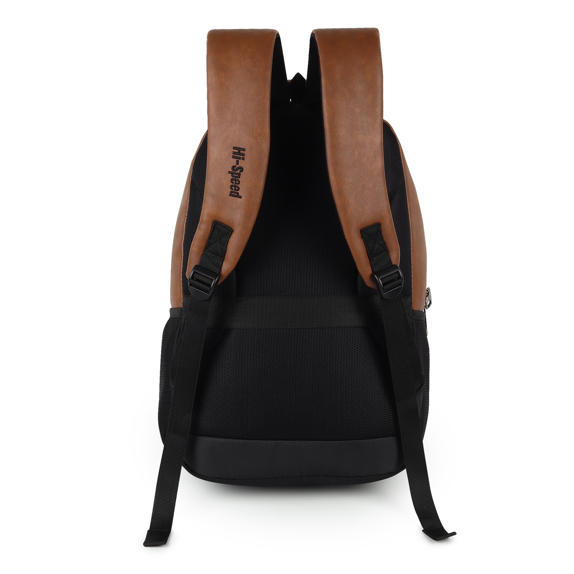 Unisex Brown Faux Leather Solid Backpack