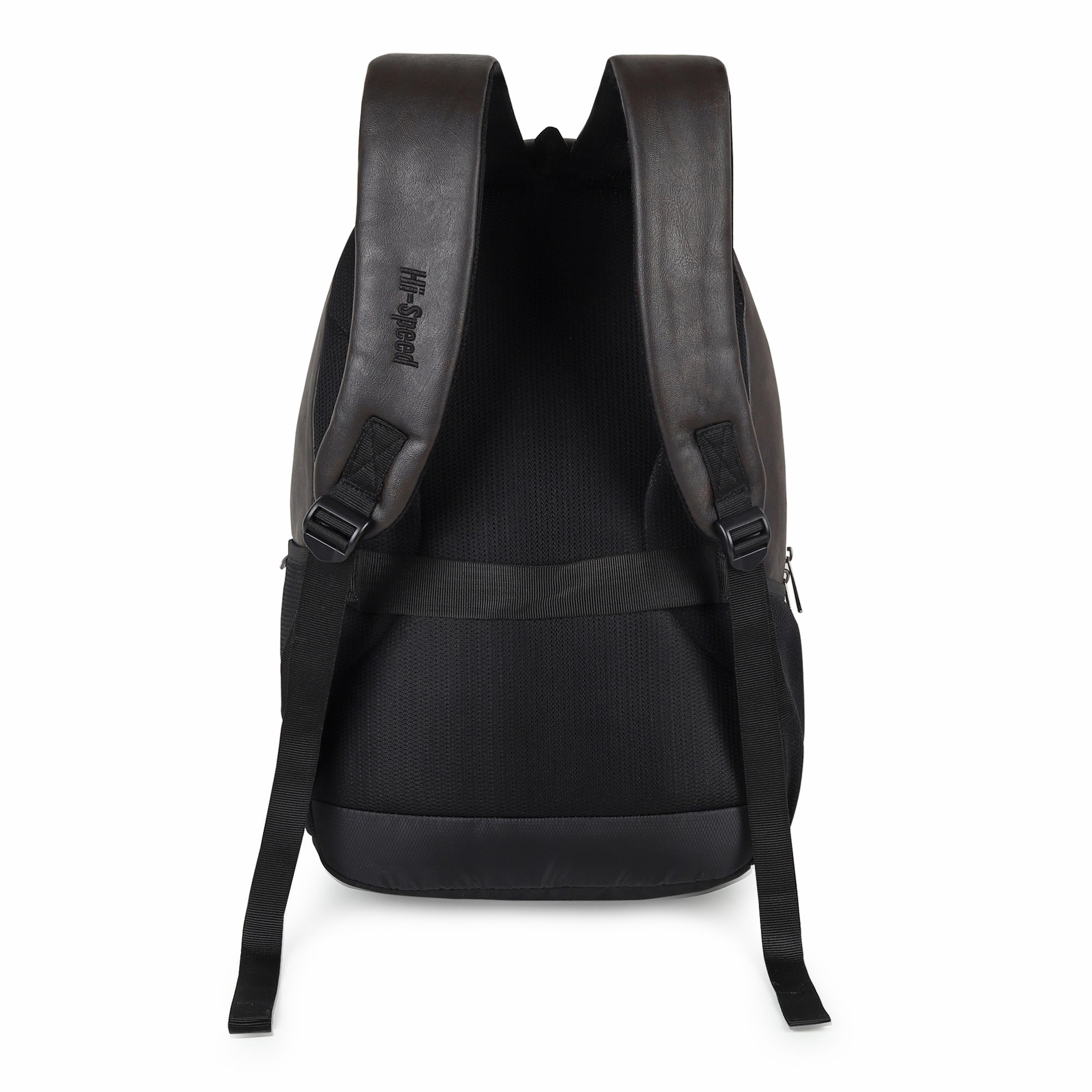 Unisex Brown Faux Leather Solid Backpack