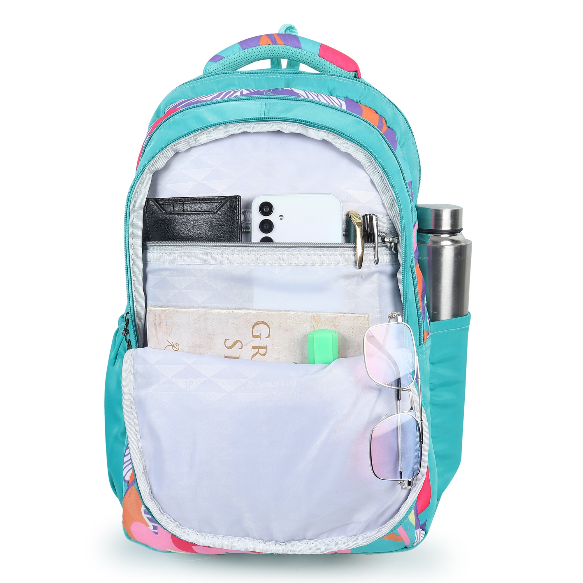 Large 32 L Backpack Lime Floral Printed School for women & girls  