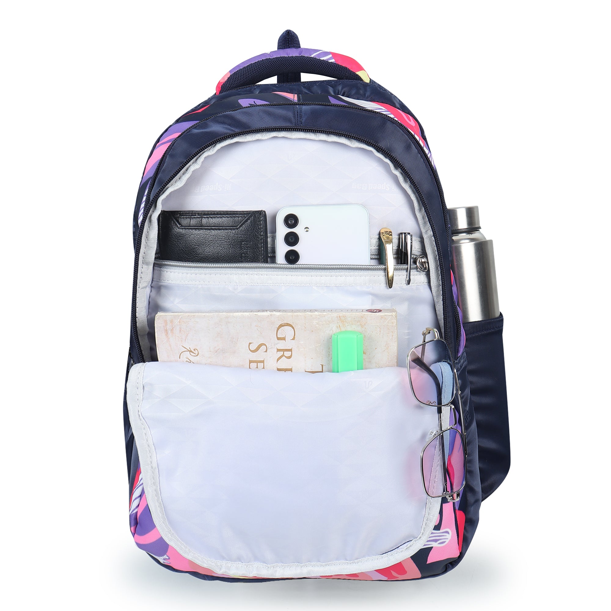 Large 32 L Backpack Lime Floral Printed School for women & girls  